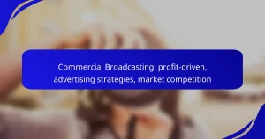 Commercial Broadcasting: profit-driven, advertising strategies, market competition
